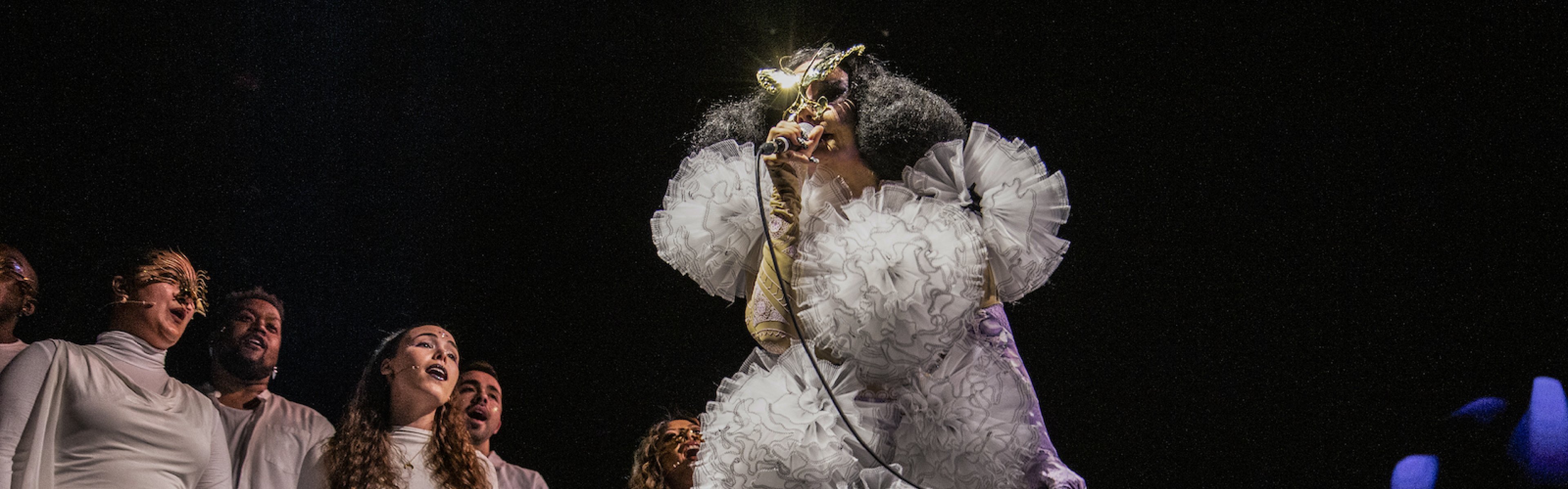 Björk on stage at the Chase Center 