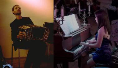 Hugo (left) on bandoneon and Crystie (right) on piano
