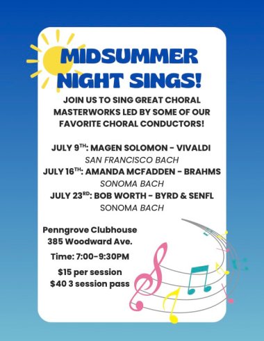 Join us for a night of singing with fellow choral music lovers led by San Francisco Bach’s Magen Solomon!