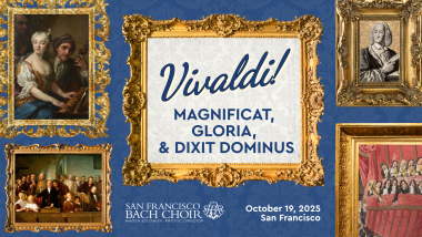 A banner announcing San Francisco Bach Choir's Viva Vivaldi October 2025 concert