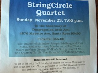 stringcircle quartet performs at Congregation Beth Ami.