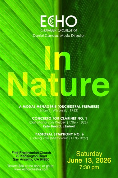concert poster on green leaf background