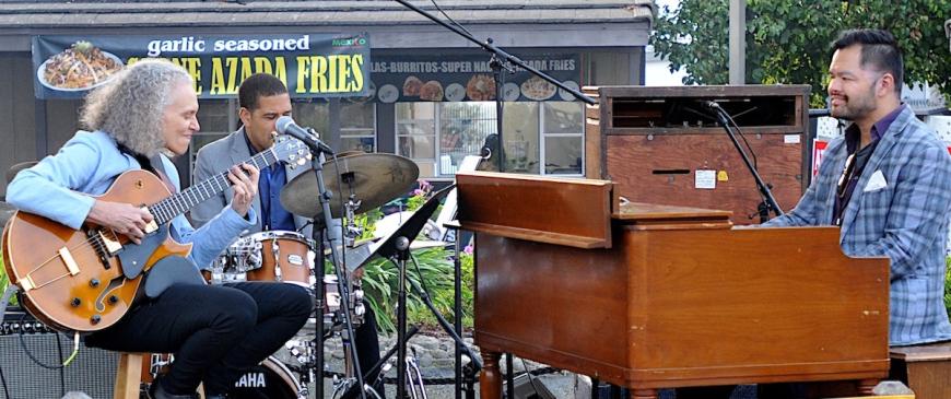 Mimi Fox, Lorca Hart, and Brian Ho at the Monterey Jazz Festival 