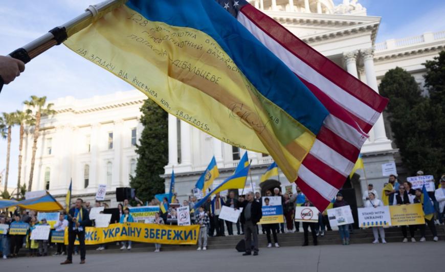 A Ukraine peace rally at the California State Capitol in Sacramento