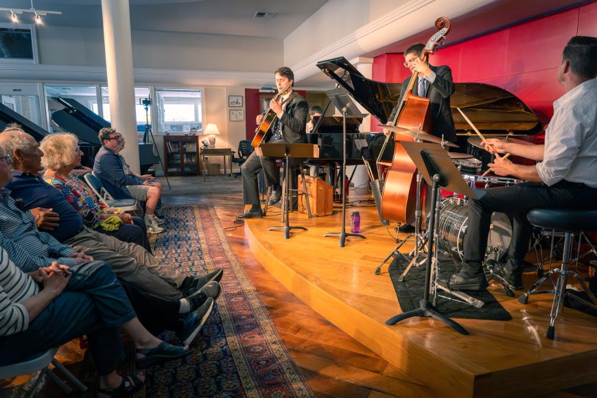 Charles Chen’s quartet performing at the Piedmont Piano Company | Credit: Mike Lisching