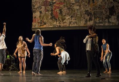 Camille A. Brown & Dancers perform ink, December 14–16, 2022, at Zellerbach Playhouse (credit: Marina Levitskaya)