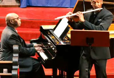 Carl Blake at piano and William Underwood III playing flute