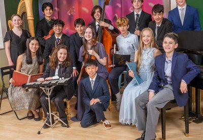 15 young classical musicans in a group