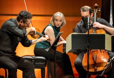 Dennis Kim, Orli Shaham, and Warren Hagerty