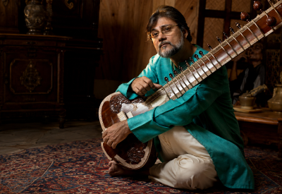 Pandit Partha Bose and his sitar