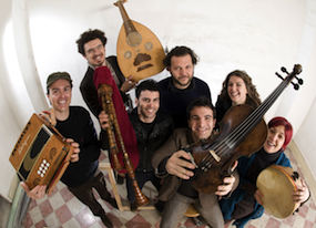 The CGS band, coming to Café du Nord; Mauro Durante is holding up the fiddle