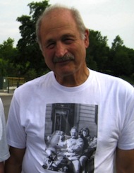 Adrian Horn, his wedding picture at S.F. City Hall on the T-shirt 
