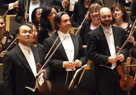 Muti with the CSO (concertmaster Chen on the left)