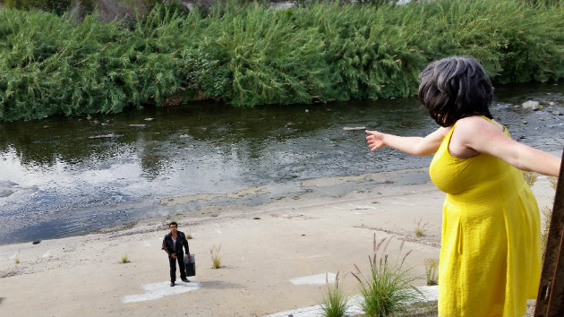 In "Hades" (Chapter 26 of the Green Route) music by David Rosenboom, text by Erin Young, Rebekah Barton (as Lucha) longs for Jameson (Nicholas LaGesse) along the Los Angeles River (Styx).
